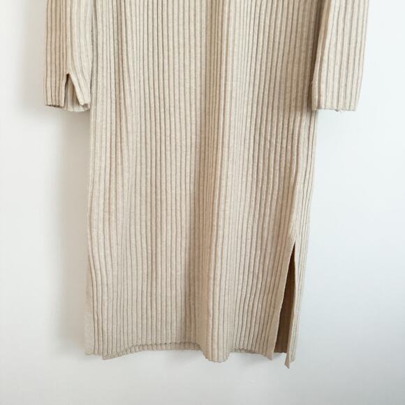 & OTHER STORIES Mock Neck Wool Blend Midi Dress Beige Cream Small S - Picture 6 of 11